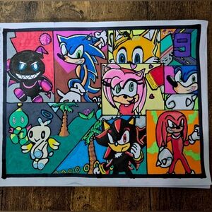Colorful Sonic the Hedgehog Comic Art Piece